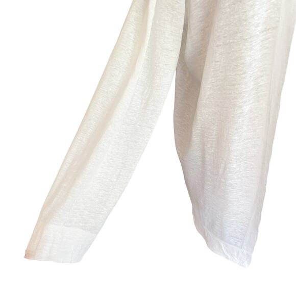Tahari 100% Linen White Open Front Cardigan Hooded Sz 1X Beachy Coverup Summer - Picture 3 of 8